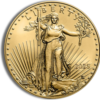 A gold coin with the image of an eagle on it.