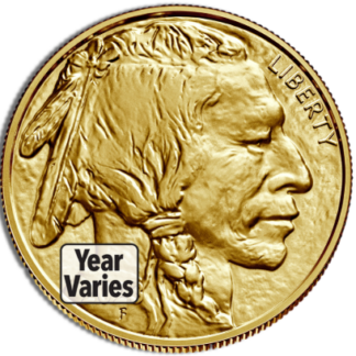 A gold coin with the face of an indian.