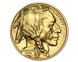 A gold coin with an indian head on it